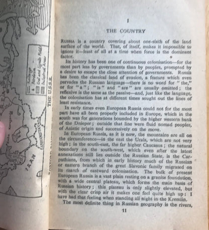 1942 Russia Bernard Pares Penguin book page with text about the country's geography and history