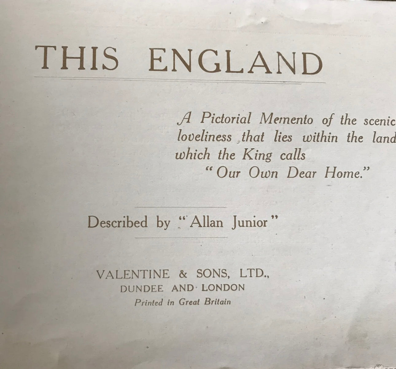 1944 This England - Allan Junior (Valentine & Sons) Honeyburn Books (UK)