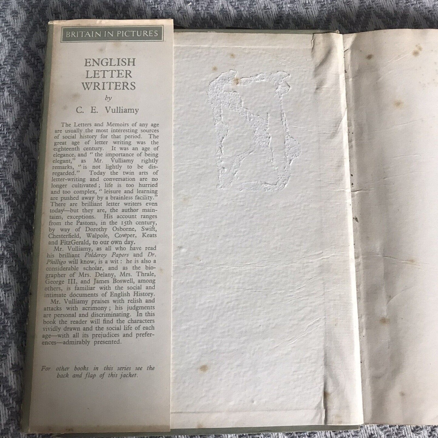 1946 English Letter Writers - C. E. Vulliamy(Collins) Honeyburn Books (UK)