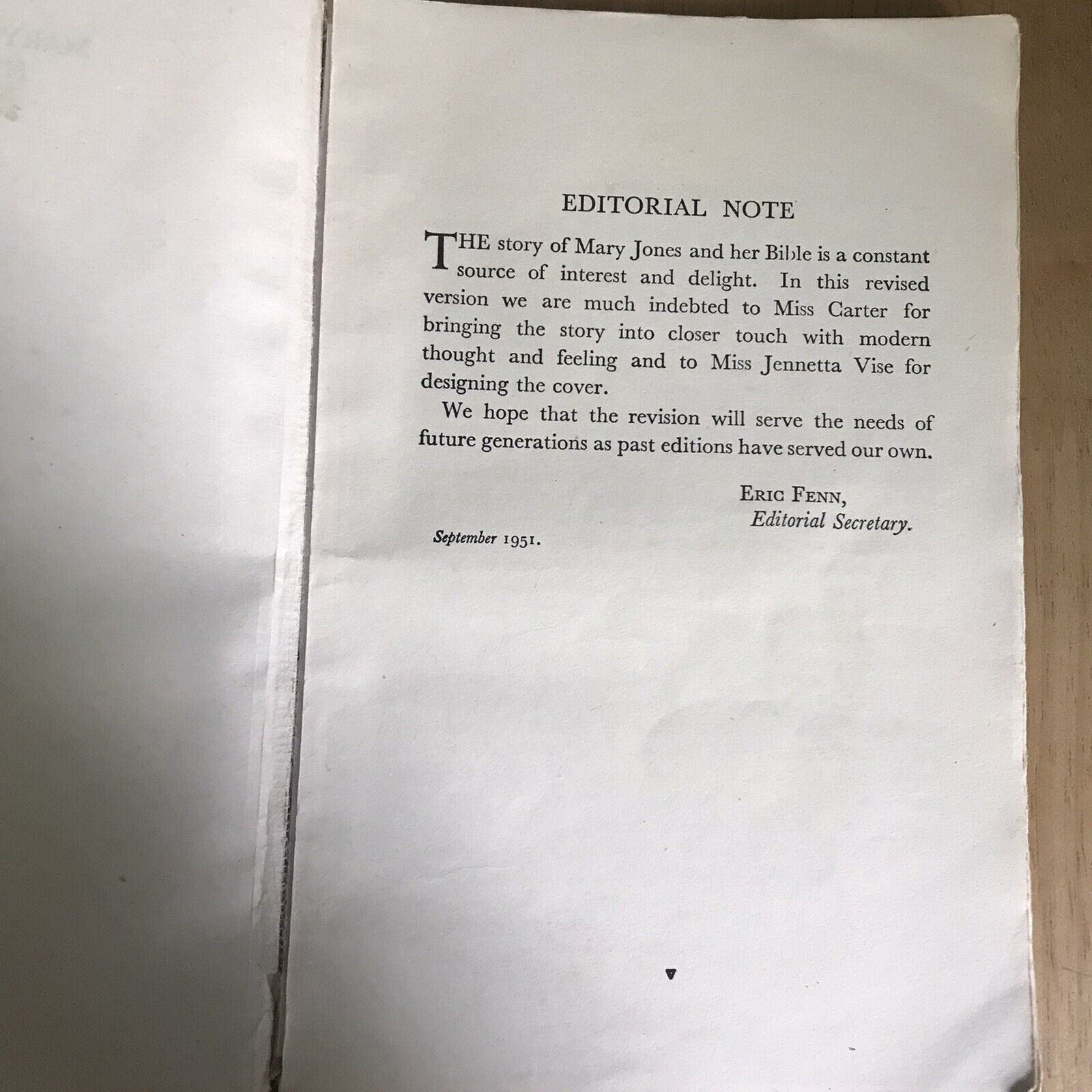 1951 Mary Jones & Her Bible (Bible Society) Honeyburn Books (UK)
