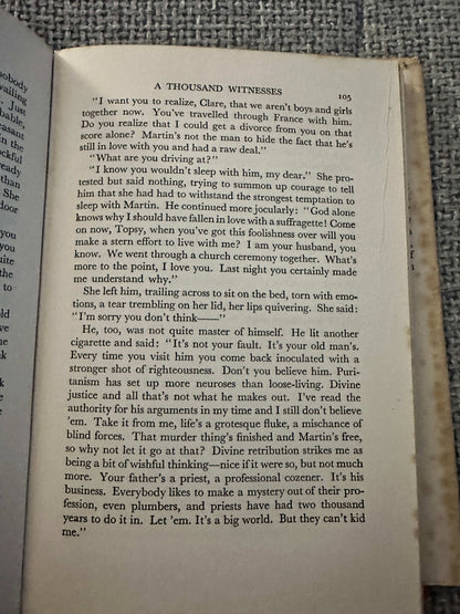 1953 A Thousand Witnesses first edition interior page showing dialogue between characters