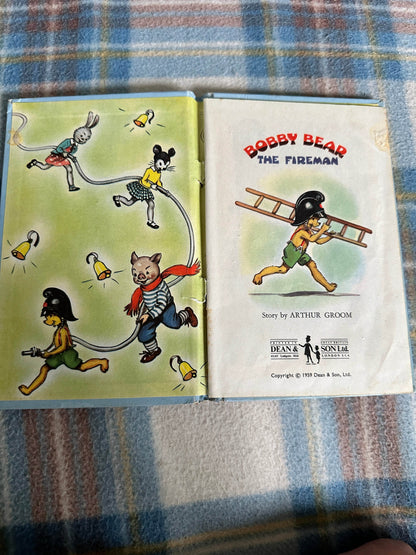 1959 Bobby Bear The Fireman book showcasing colorful illustrations and engaging characters