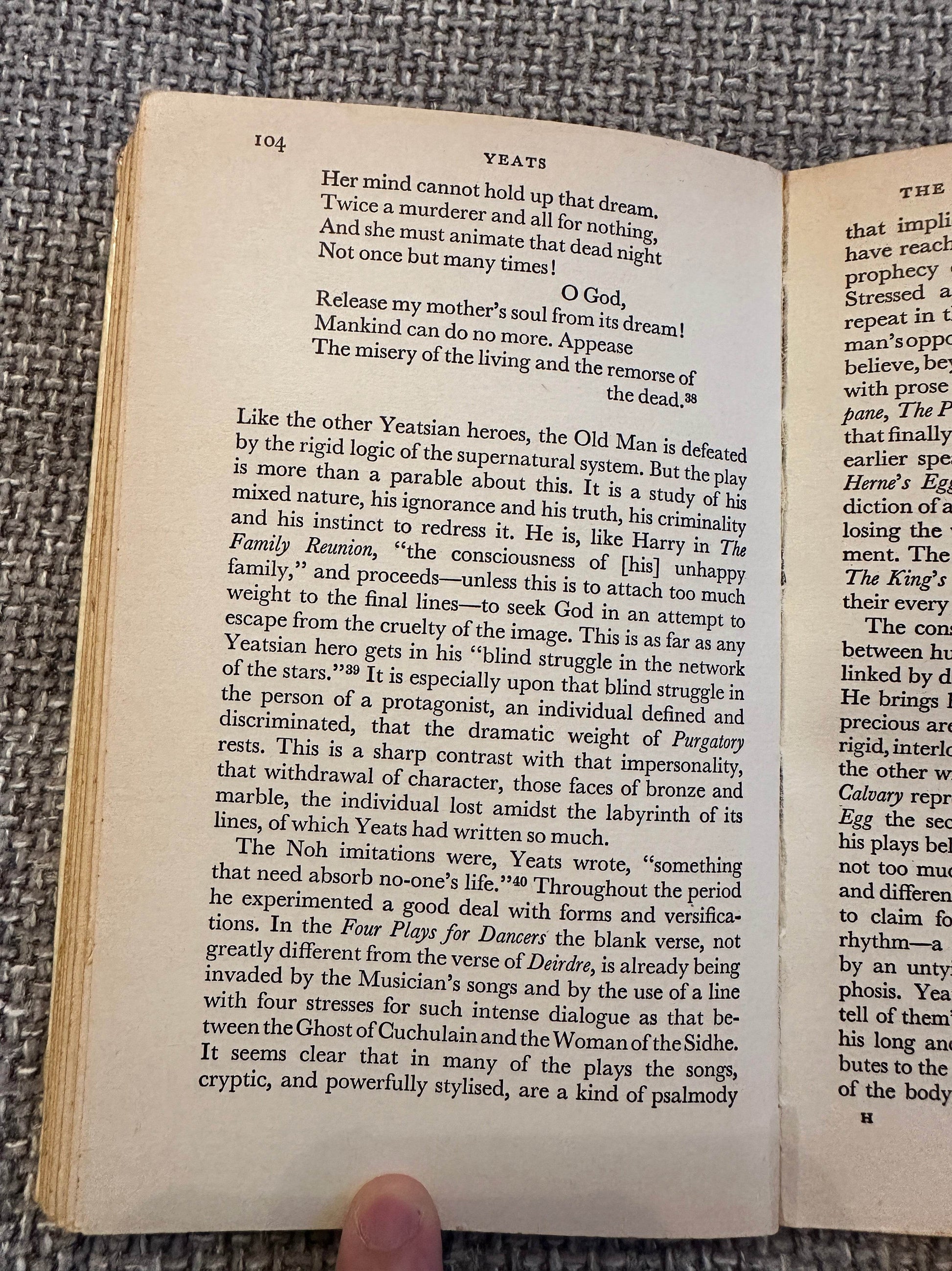 Page from 1963 Yeats biography book showcasing text about the poet's life and work