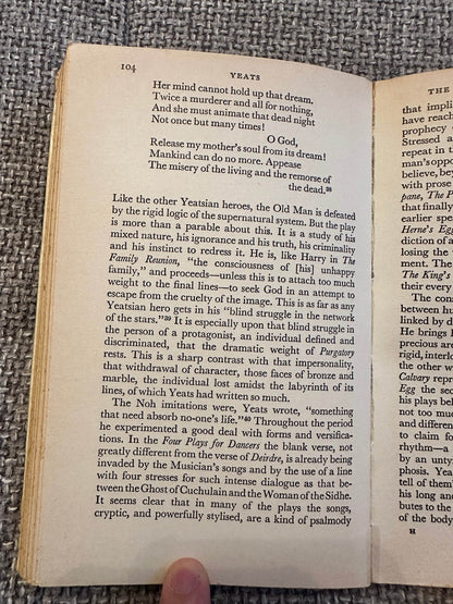 Page from 1963 Yeats biography book showcasing text about the poet's life and work