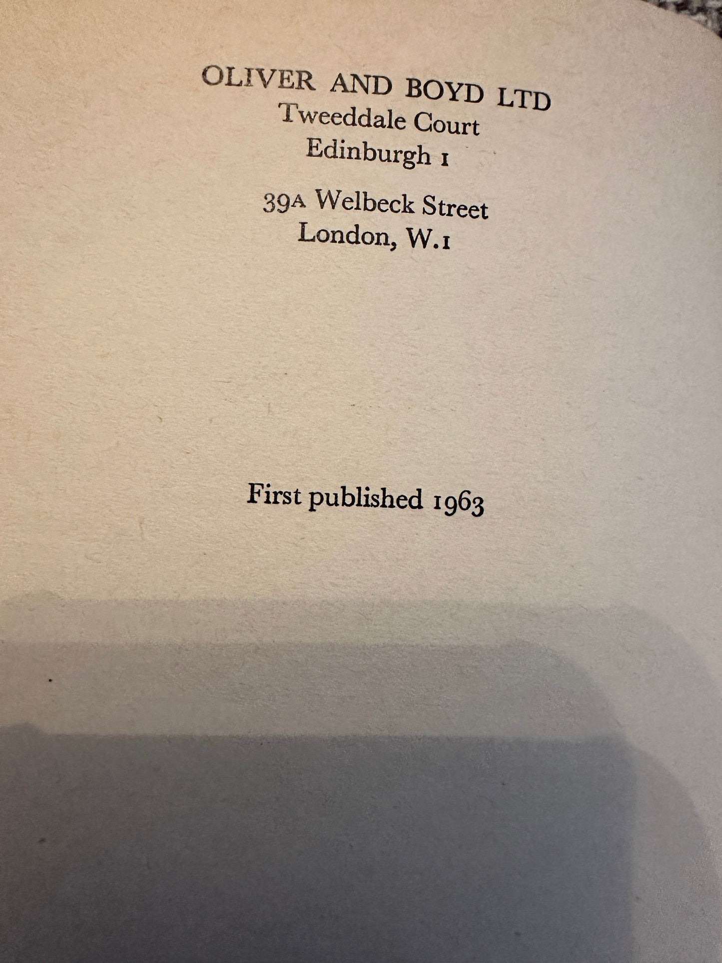 Inside page of 1963 Yeats biography book by Oliver and Boyd, first published in 1963