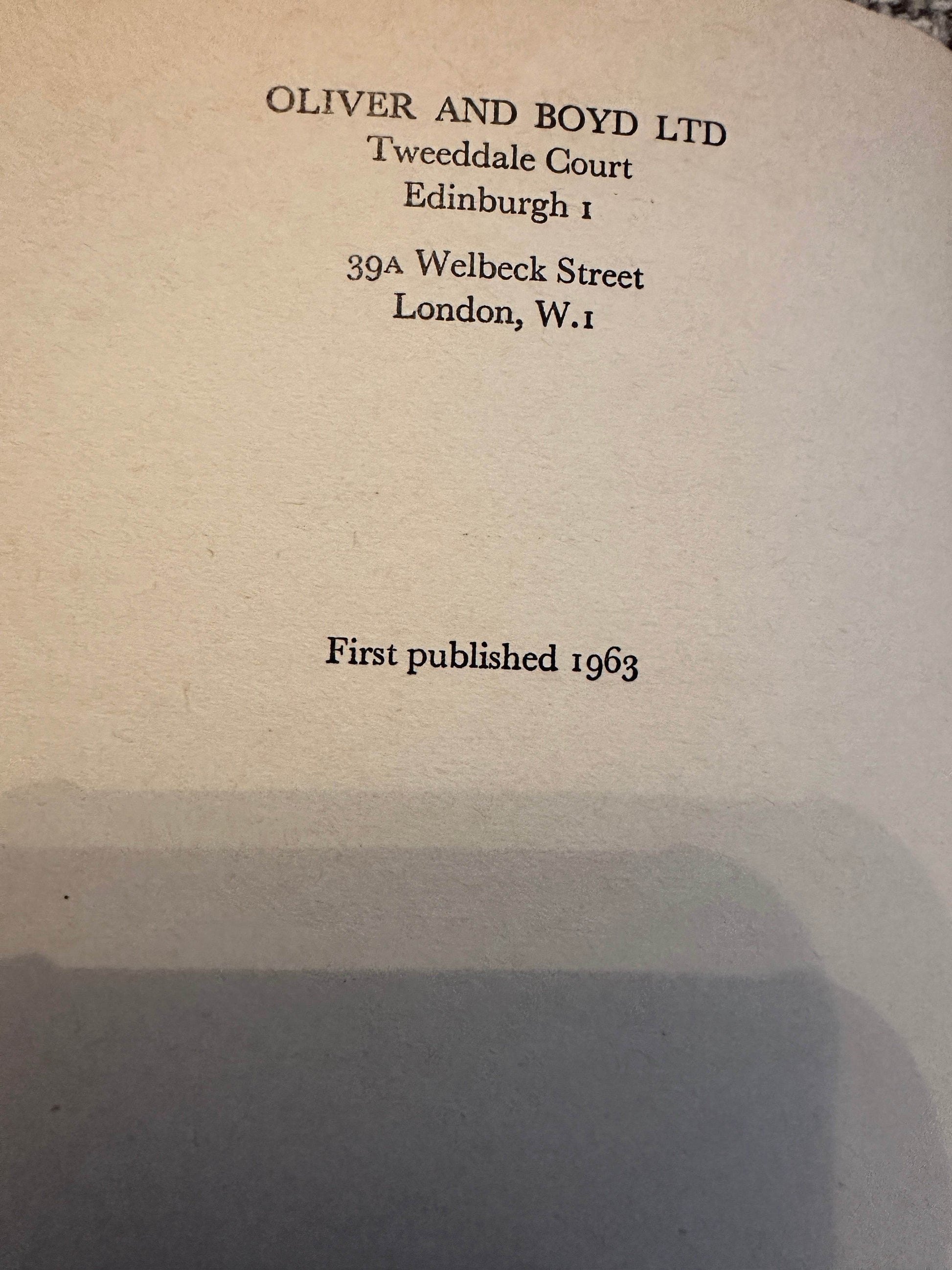 Inside page of 1963 Yeats biography book by Oliver and Boyd, first published in 1963