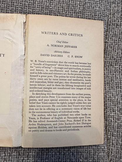 Interior page of 1963 Yeats biography book showcasing writer details and editorial contributions