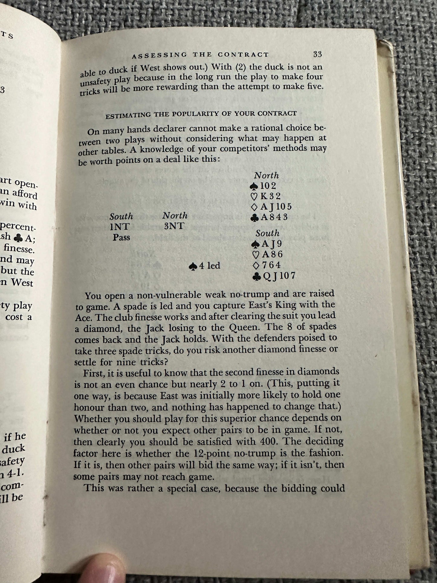 Page from the 1969 Bridge For Tournament Players book showing contract assessment and bidding strategies