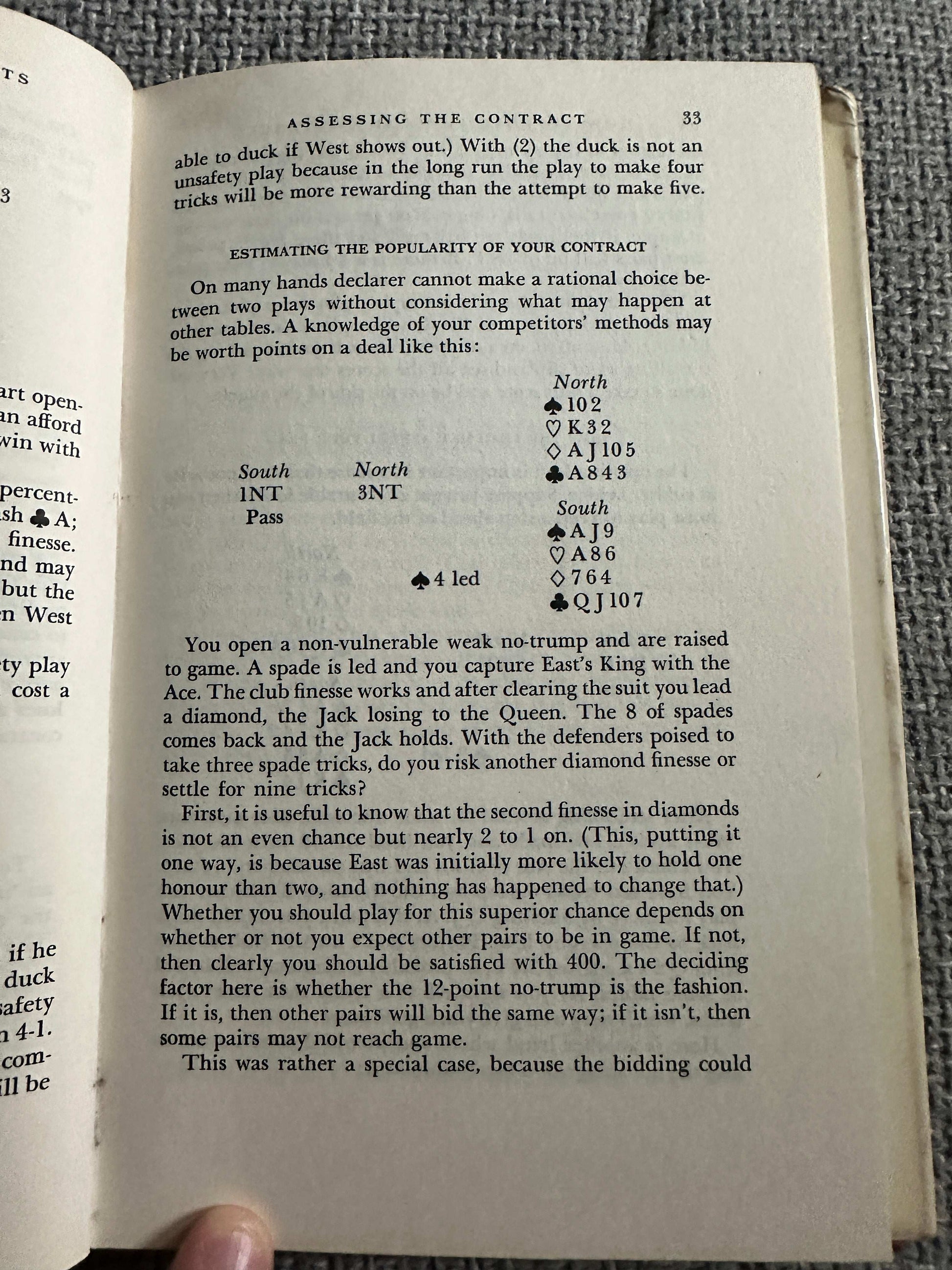 Page from the 1969 Bridge For Tournament Players book showing contract assessment and bidding strategies