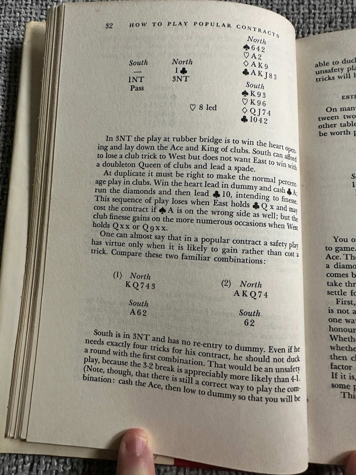Interior page of 1969 Bridge For Tournament Players book showing bridge play instructions and illustrations