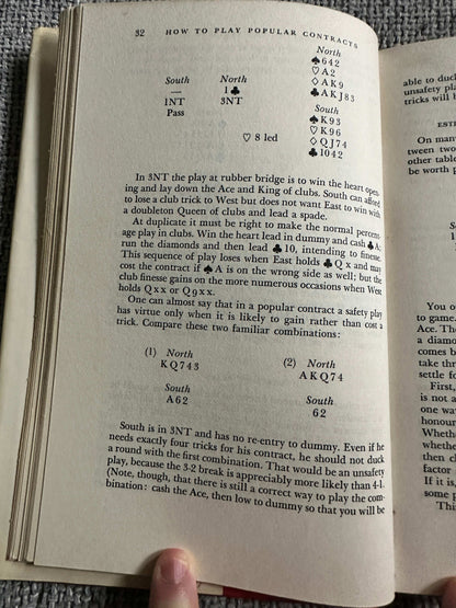 Interior page of 1969 Bridge For Tournament Players book showing bridge play instructions and illustrations