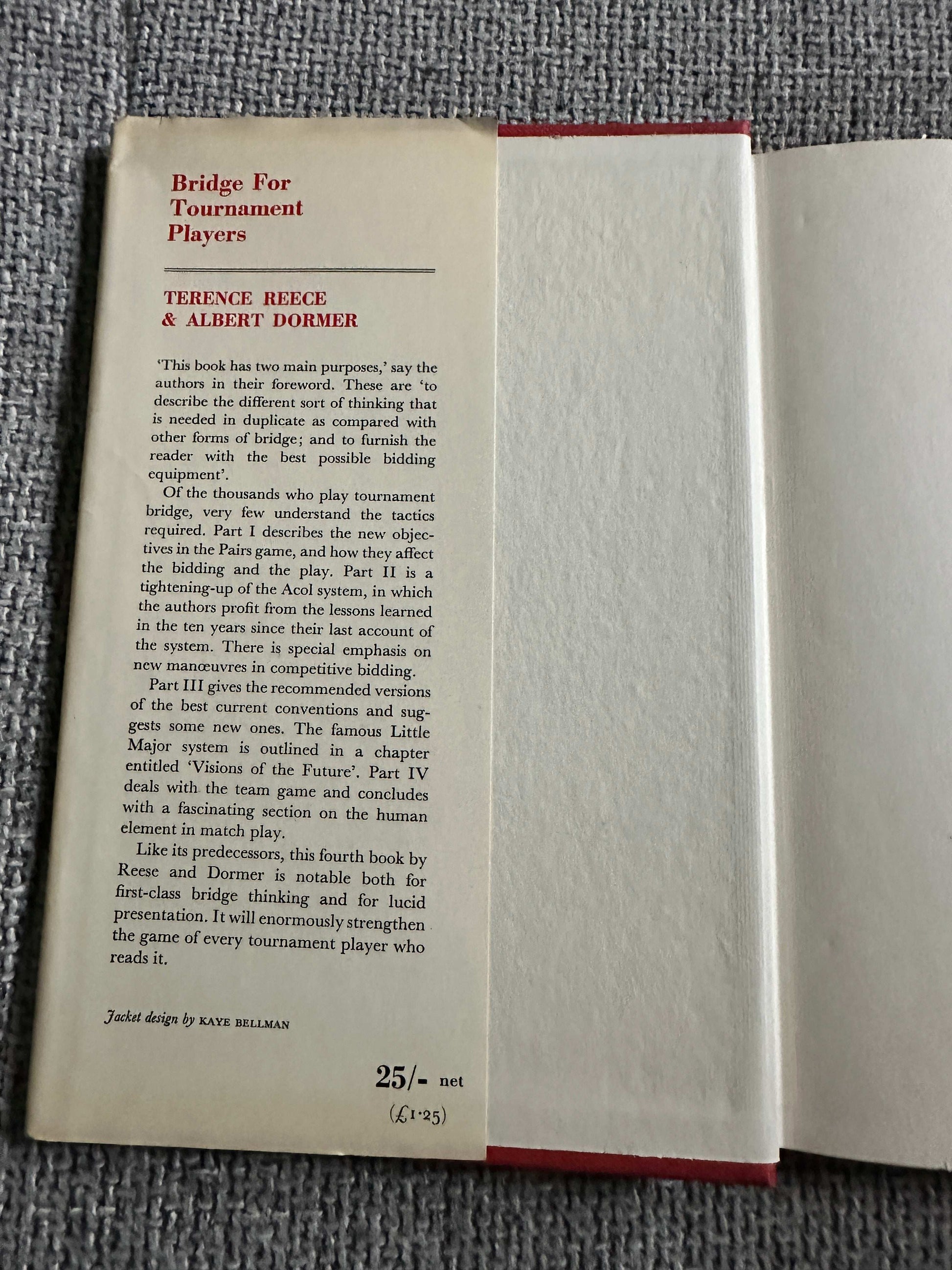 Back cover of the 1969 Bridge For Tournament Players book by Terence Reece and Albert Dormer