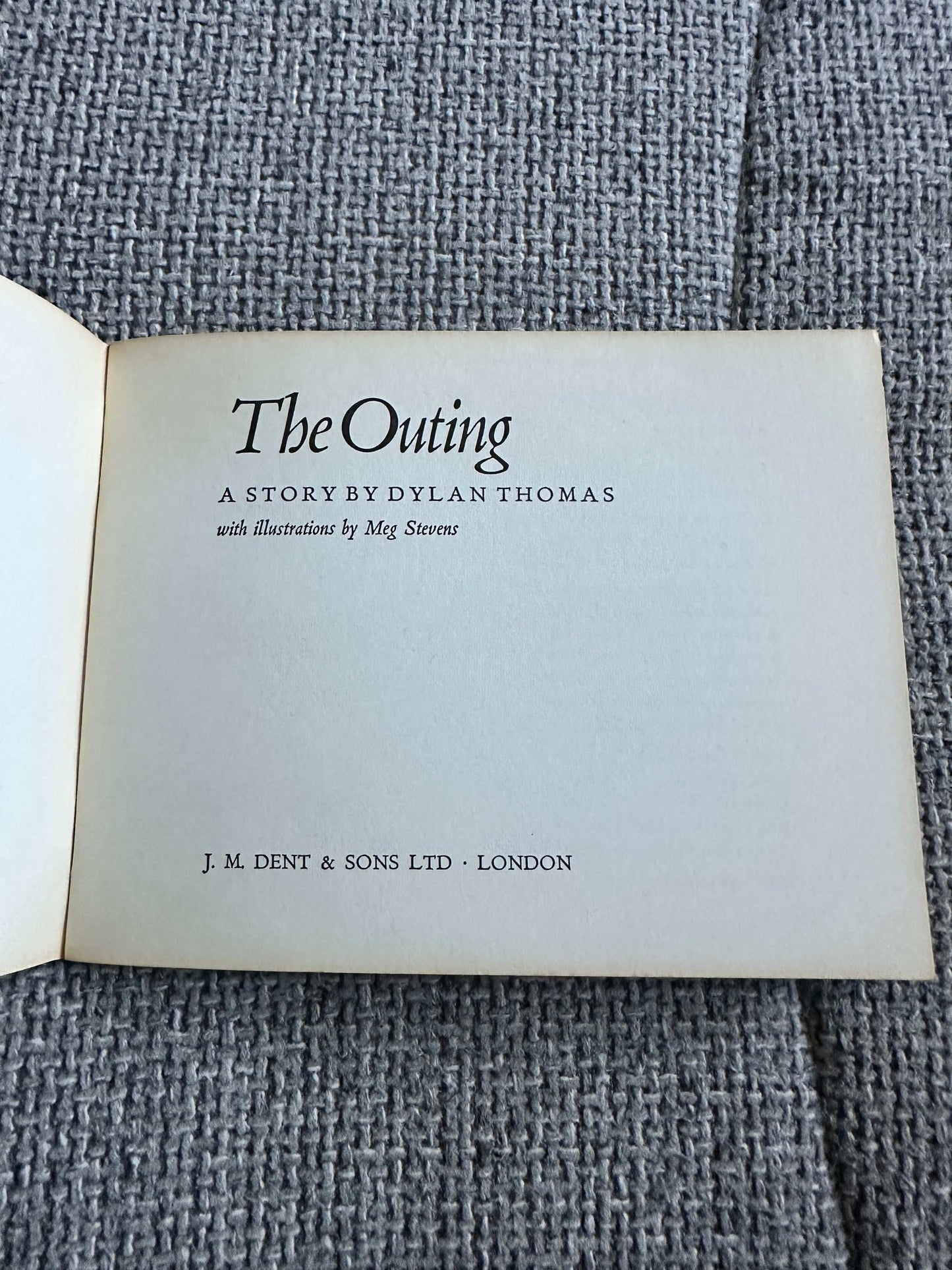 1975 The Outing Meg Stevens illustrated edition showing title and author details on the inside cover