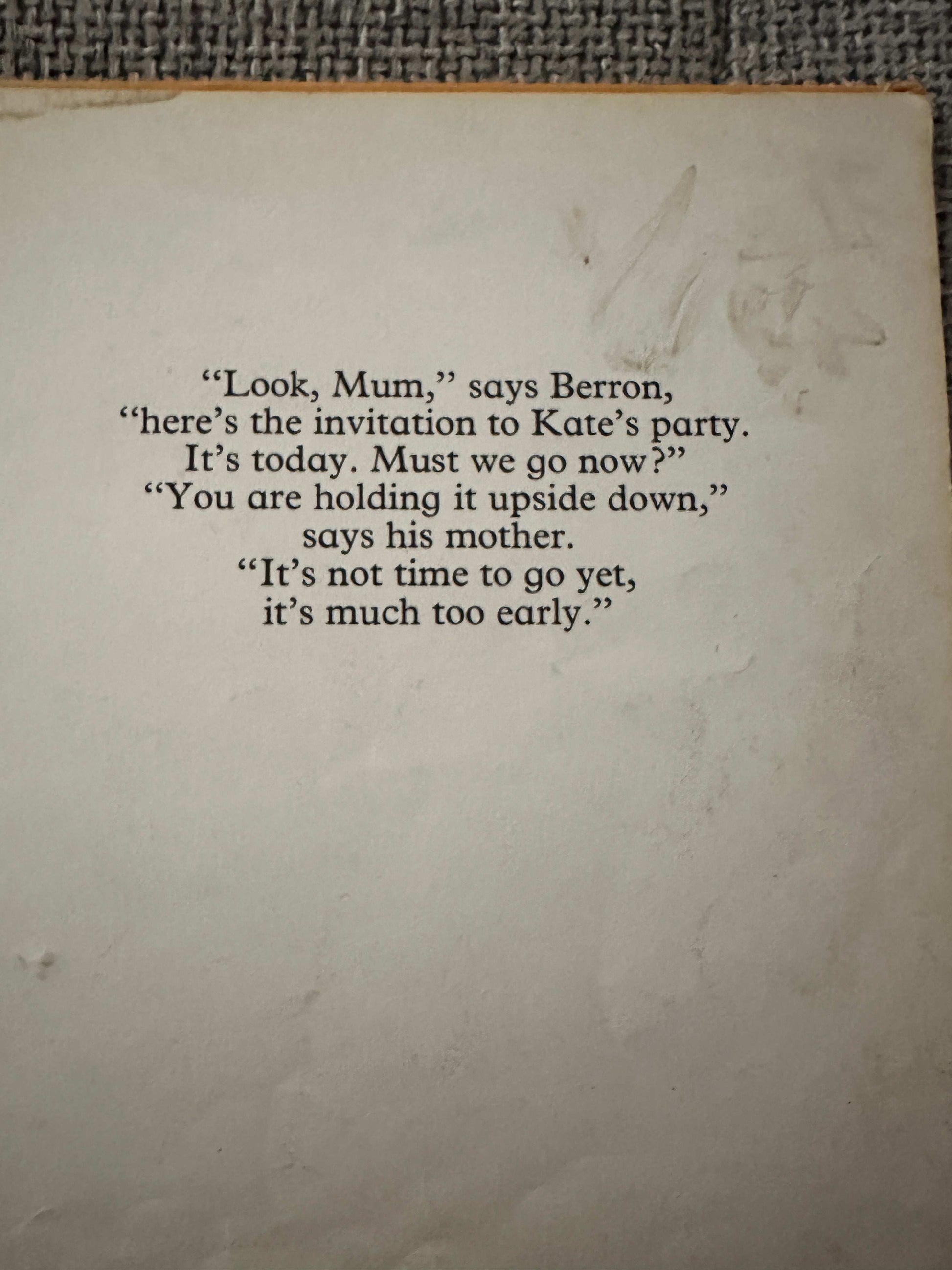 1978 Hamish Hamilton collectible book featuring party invitation dialogue between a child and mother