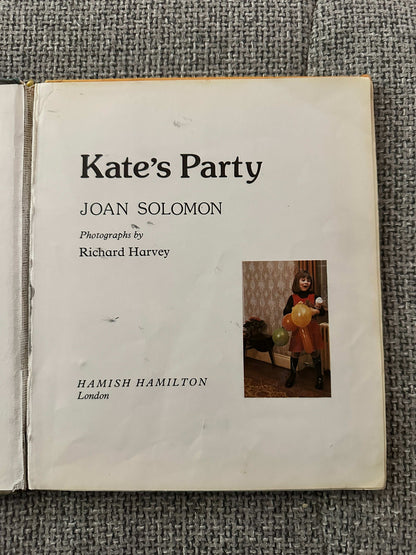 1978 Hamish Hamilton collectible book 'Kate's Party' featuring colorful photographs by Richard Harvey