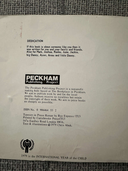 1979 The Lost Dog Chris Abuk first edition dedication page from Peckham Publishing Project