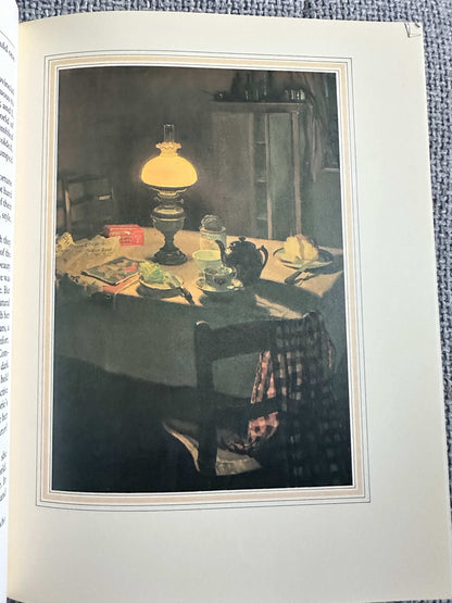 Cozy dining scene with a lamp and tableware from the 1984 Cider With Rosie illustrated edition