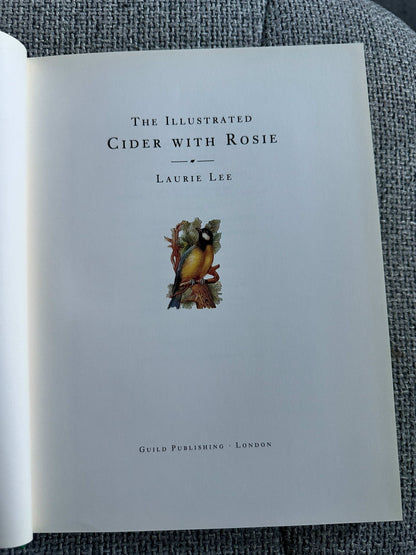 Title page of 1984 Cider With Rosie illustrated edition by Laurie Lee with a colorful illustration