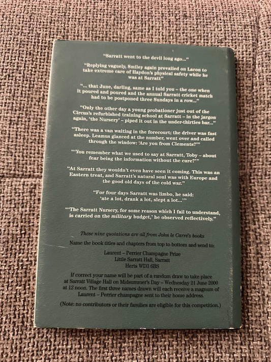Back cover of 1999 Sarratt and the Draper of Watford rare book showcasing detailed text and vintage design