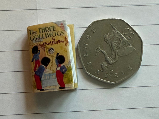 The Three Golliwogs 1:12 scale 2x3 opening pages, detachable dust jacket. Not full books not suitable for children