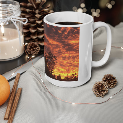 Fire In The Sky Ceramic Coffee Cups, 11oz, 15oz