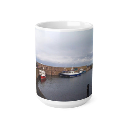 St.Abbs Harbour Ceramic Coffee Cups, 11oz, 15oz