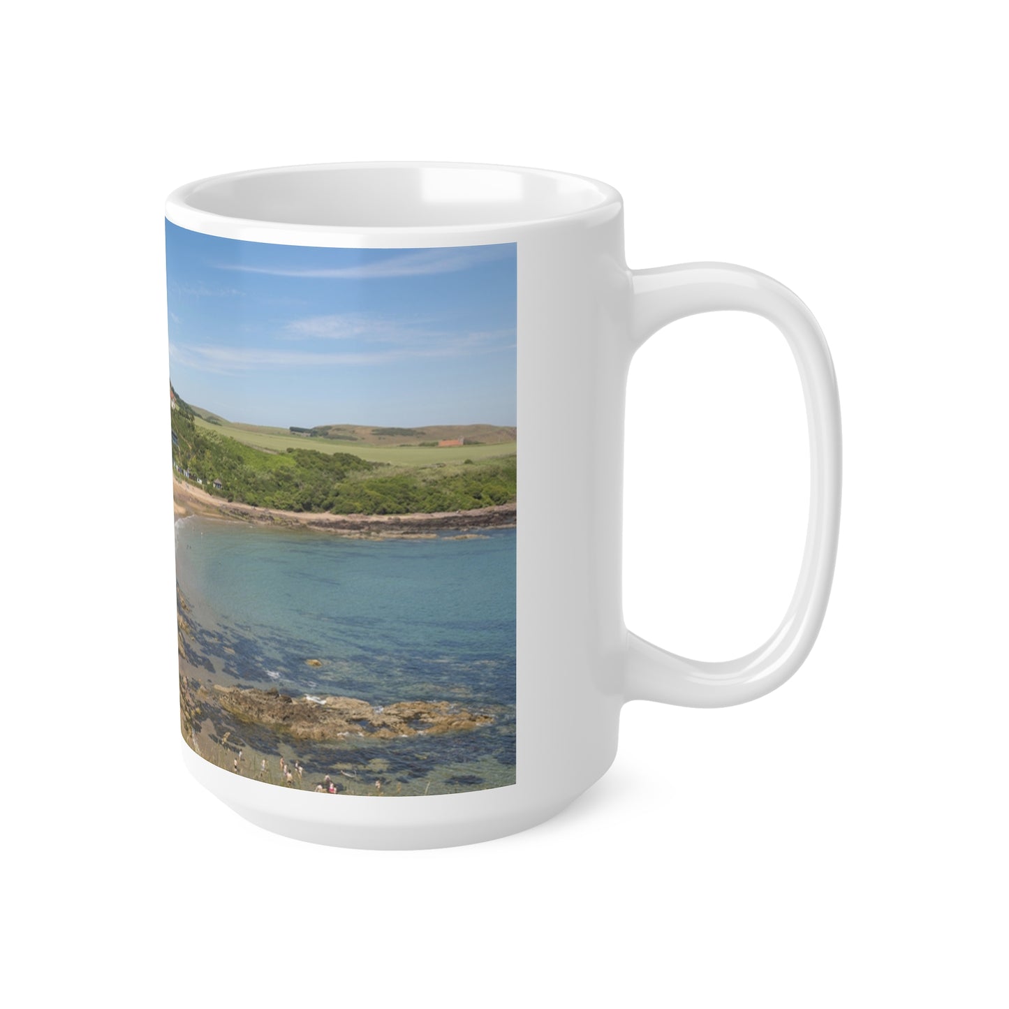 Coldingham Beach Scene Ceramic Coffee Cups, 11oz, 15oz