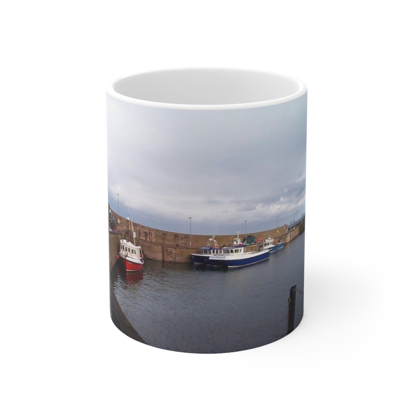 St.Abbs Harbour Ceramic Coffee Cups, 11oz, 15oz