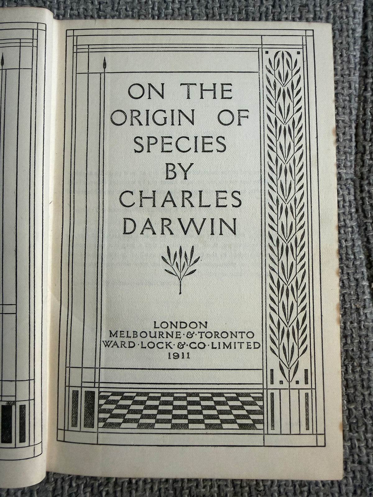 1911 On The Origin Of The Species - Charles Darwin (Ward Lock & Co Ltd) The World Library