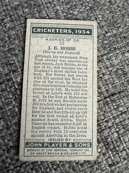 John Player & Sons — Cricketers 1934 — Complete Set of 50 Cigarette Cards — Vintage Cricket