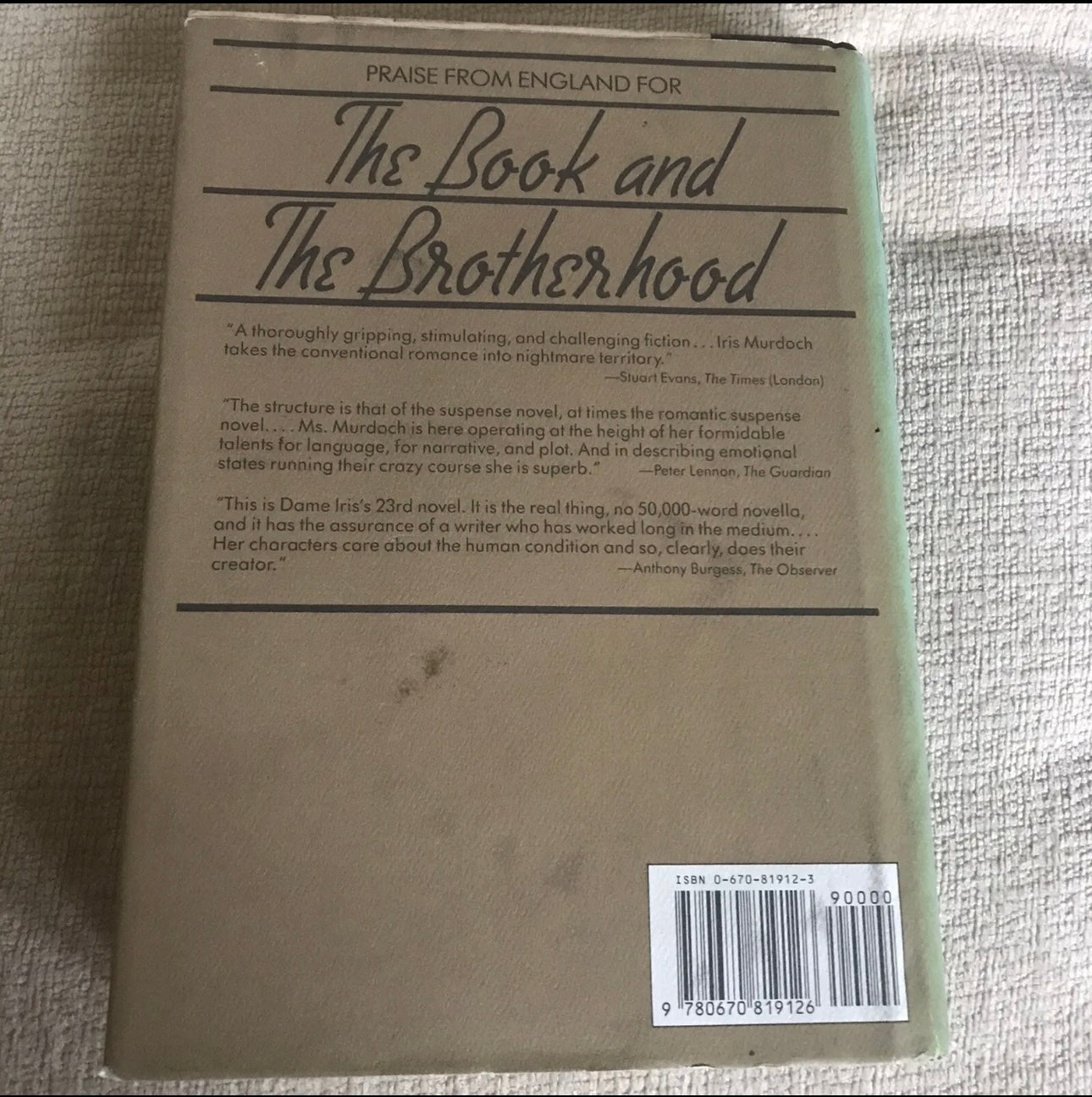 1988*1st* The Book & The Brotherhood - Iris Murdoch (Viking ) First American Ed