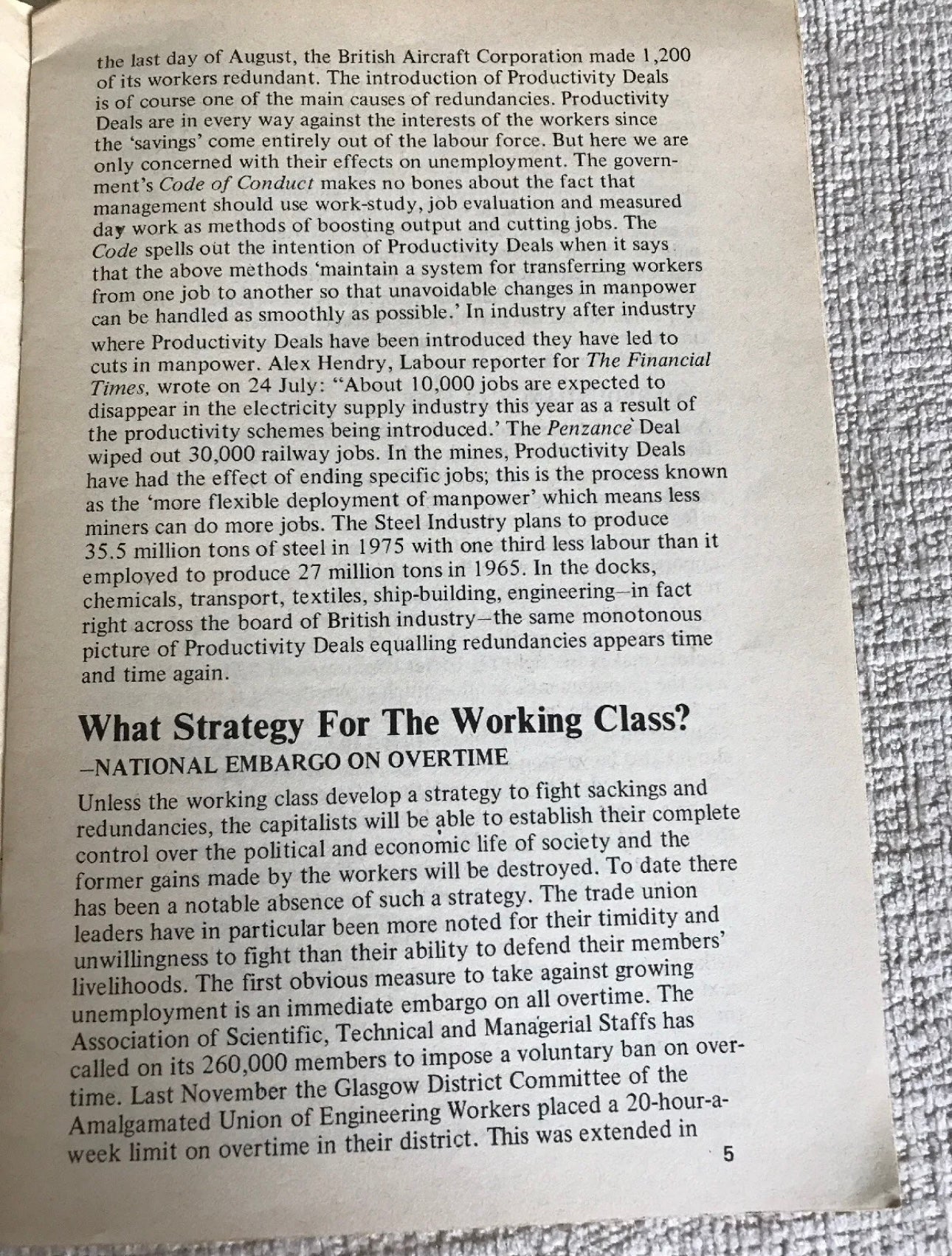 1970’s Unemployment A Weapon Of The Capitalists - Peter Hampton (I. M. G. Pub)