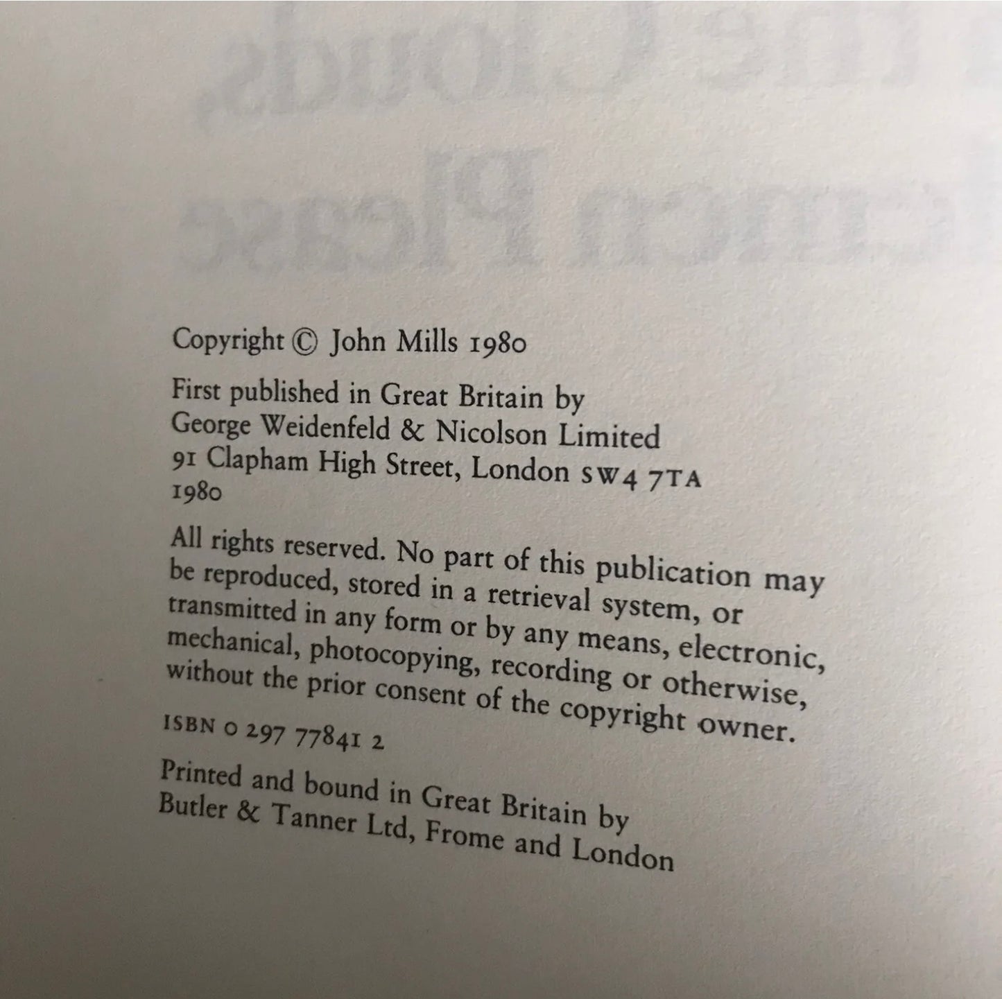 1980*1.* Up In The Clouds / Gentlemen Please – Sir John Mills (Weidenfeld &amp; Nicholson)