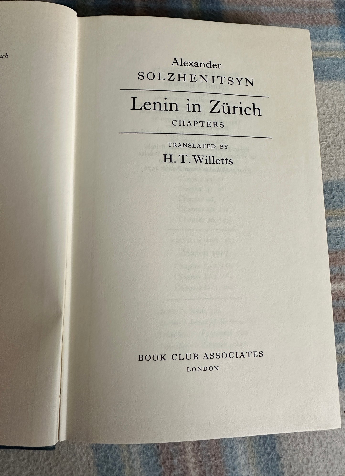 1976*1st* Lenin In Zurich - Alexander Solzhenitsyn (Book Club)
