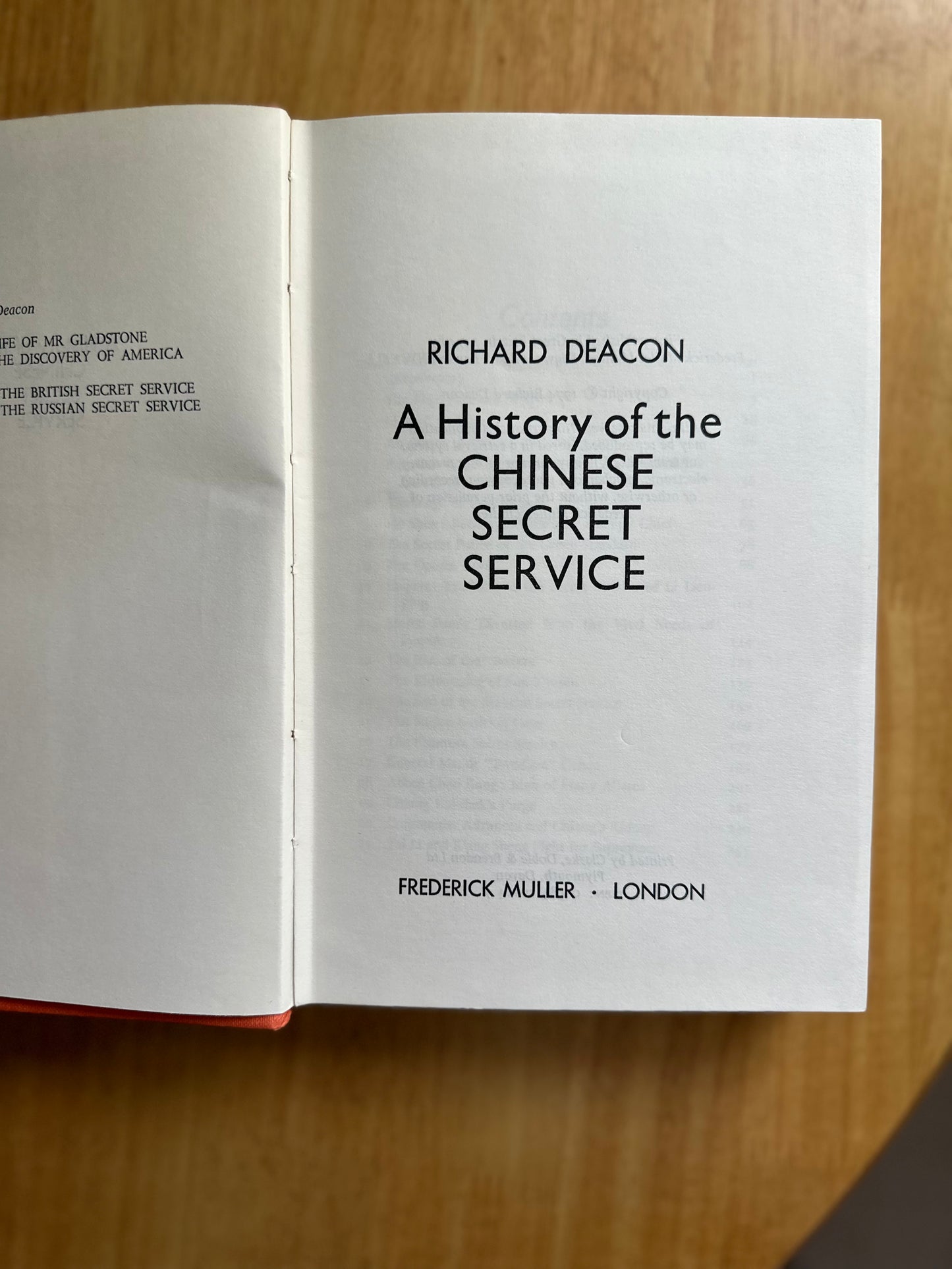 1974*1st* The Chinese Secret Service - Richard Deacon (Frederick Muller)