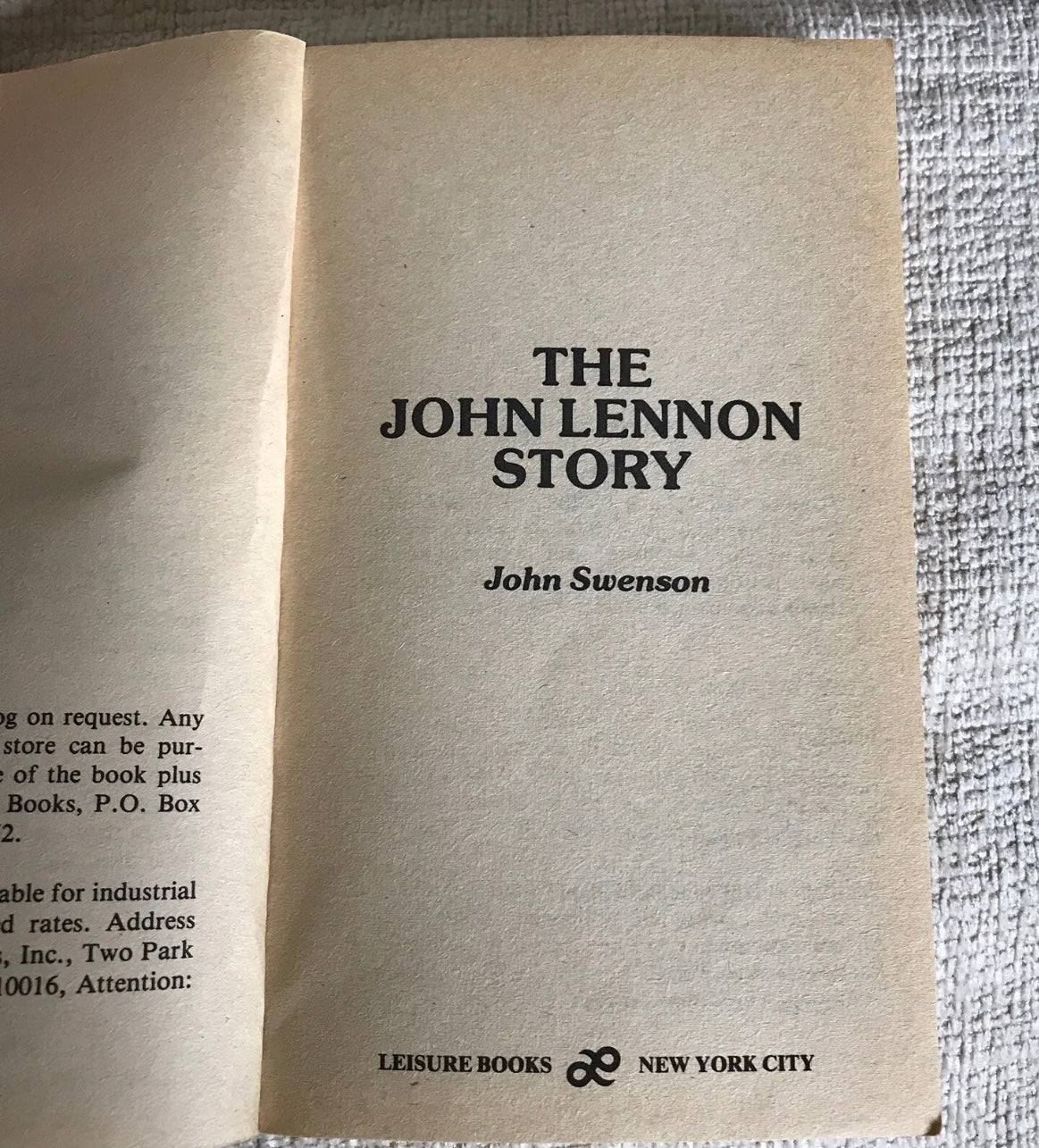 1981*1st* The John Lennon Story - John Swenson(Leisure Books)New York