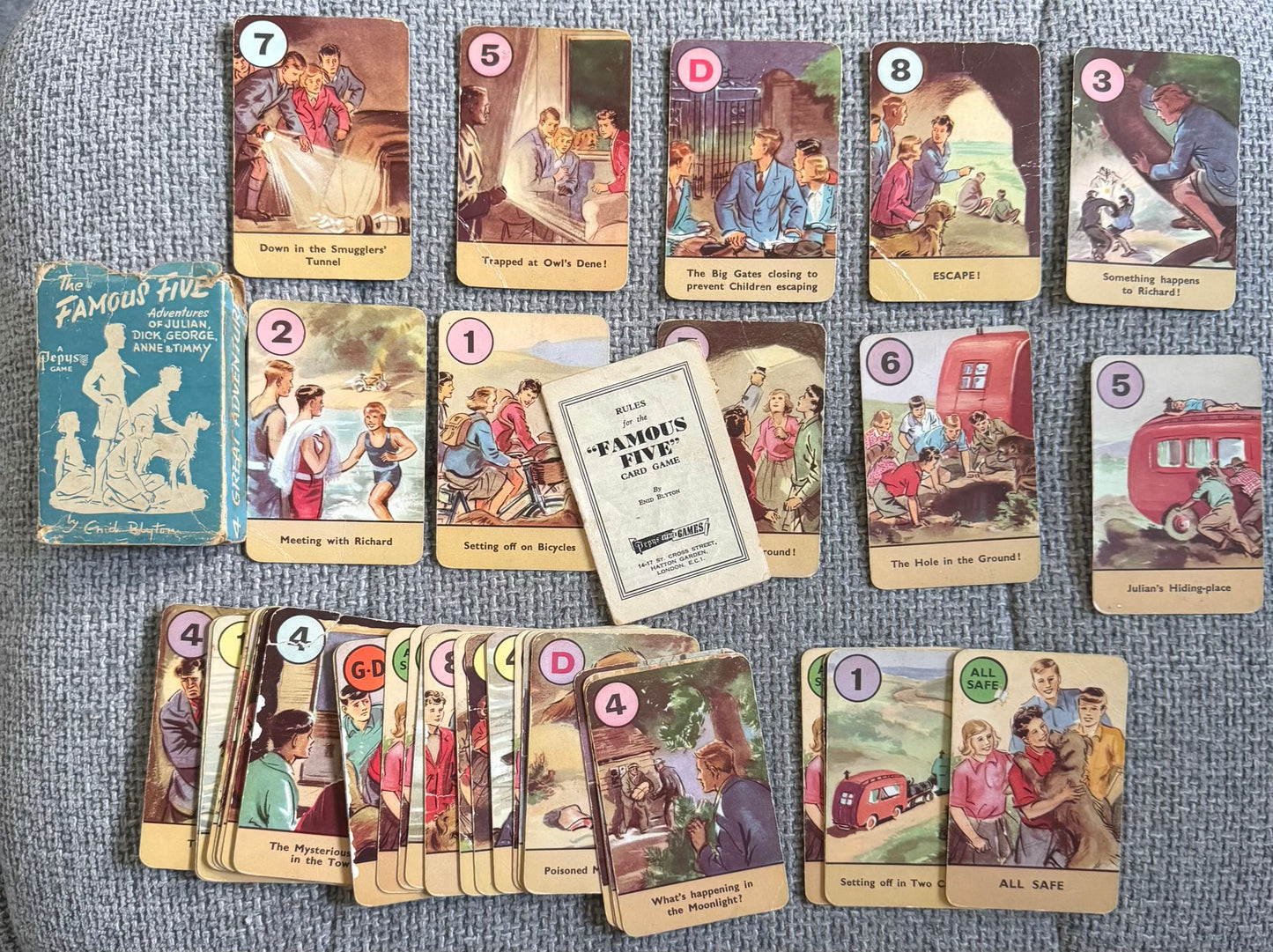 1951 The Famous Five Card Game (44 cards) +Rules - Enid Blyton (Eileen Soper illustration) Pepys Published