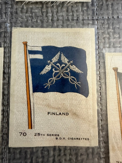 12 x Vintage B.D.V. Cigarette Silks — 25th Series World & Royal Flags — c.1910s