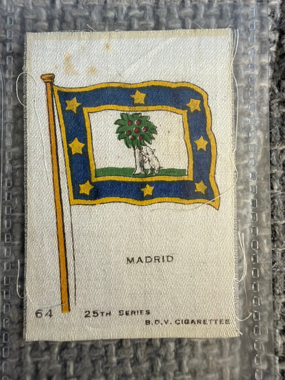 12 x Vintage B.D.V. Cigarette Silks — 25th Series World & Royal Flags — c.1910s