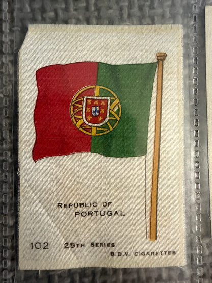 12 x Vintage B.D.V. Cigarette Silks — 25th Series — World, Royal & Colonial Flags — c.1910s
