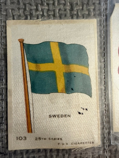 12 x Vintage B.D.V. Cigarette Silks — 25th Series — World, Royal & Colonial Flags — c.1910s