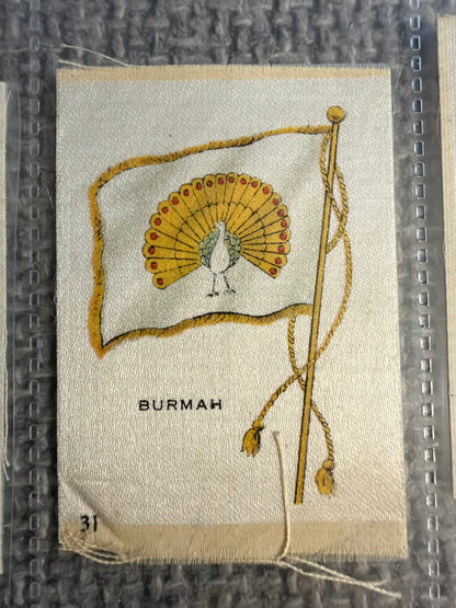 12 x Vintage B.D.V. Cigarette Silks — 25th Series — World, Royal & Colonial Flags — c.1910s