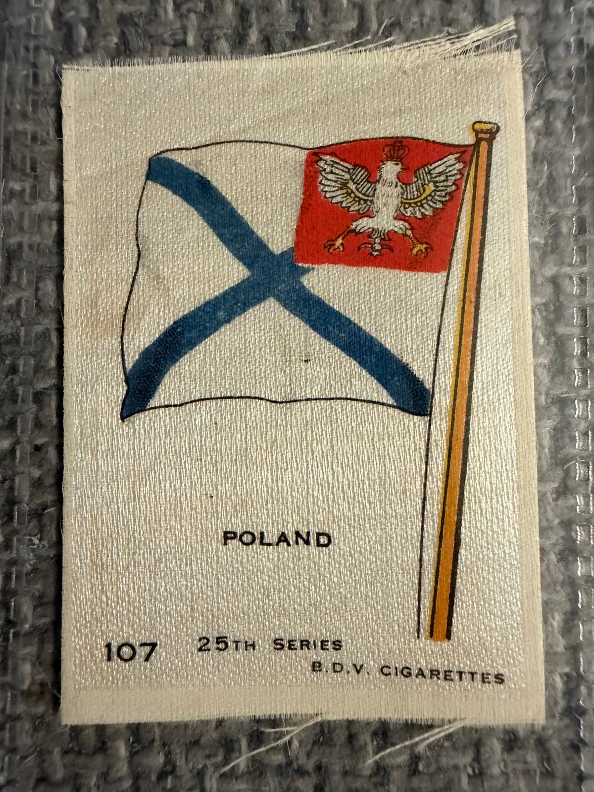 12 x Vintage B.D.V. Cigarette Silks — 25th Series — World, Royal & Regional Flags — c.1910s