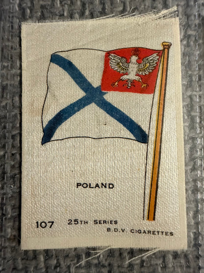 12 x Vintage B.D.V. Cigarette Silks — 25th Series — World, Royal & Regional Flags — c.1910s
