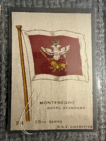 12 x Vintage B.D.V. Cigarette Silks — 25th Series — World, Royal & Regional Flags — c.1910s