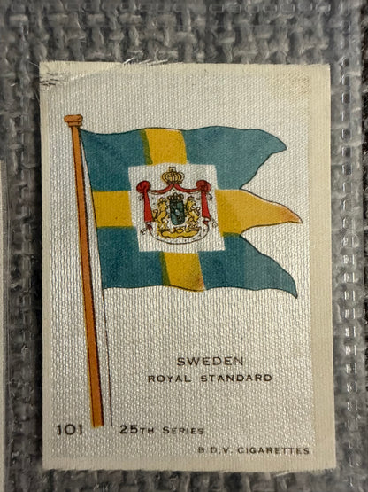 12 x Vintage B.D.V. Cigarette Silks — 25th Series — World, Royal & Regional Flags — c.1910s