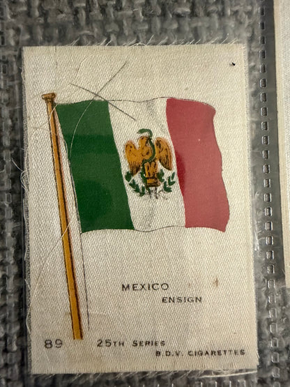 12 x Vintage B.D.V. Cigarette Silks — 25th Series — World, Royal & Regional Flags — c.1910s