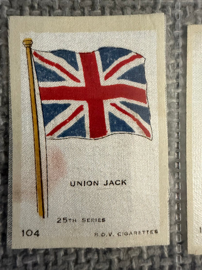 12 x Vintage B.D.V. Cigarette Silks — 25th Series — World, Royal & Regional Flags — c.1910s