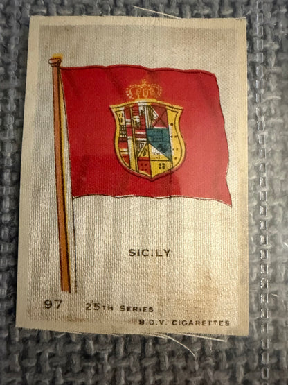 12 x Vintage B.D.V. Cigarette Silks — 25th Series — World, Royal & Regional Flags — c.1910s