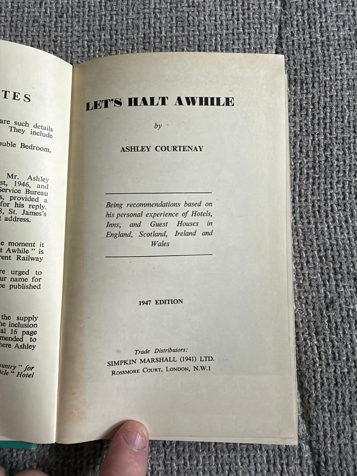 1947 Let’s Halt Awhile - Ashley Courtenay (Simpkin Marshall (1941) Ltd